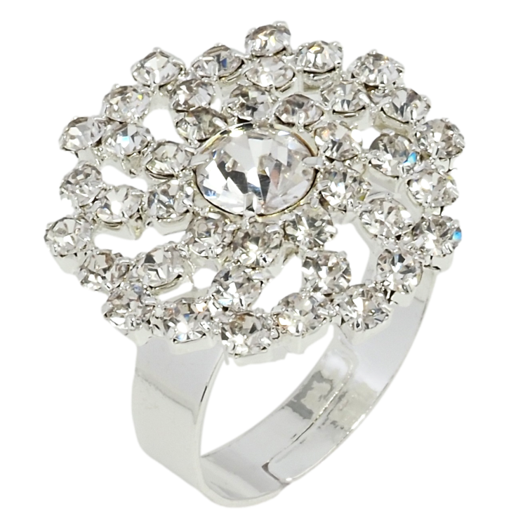 Каблучка Сніжинка зі стразами вільний розмір фото №15