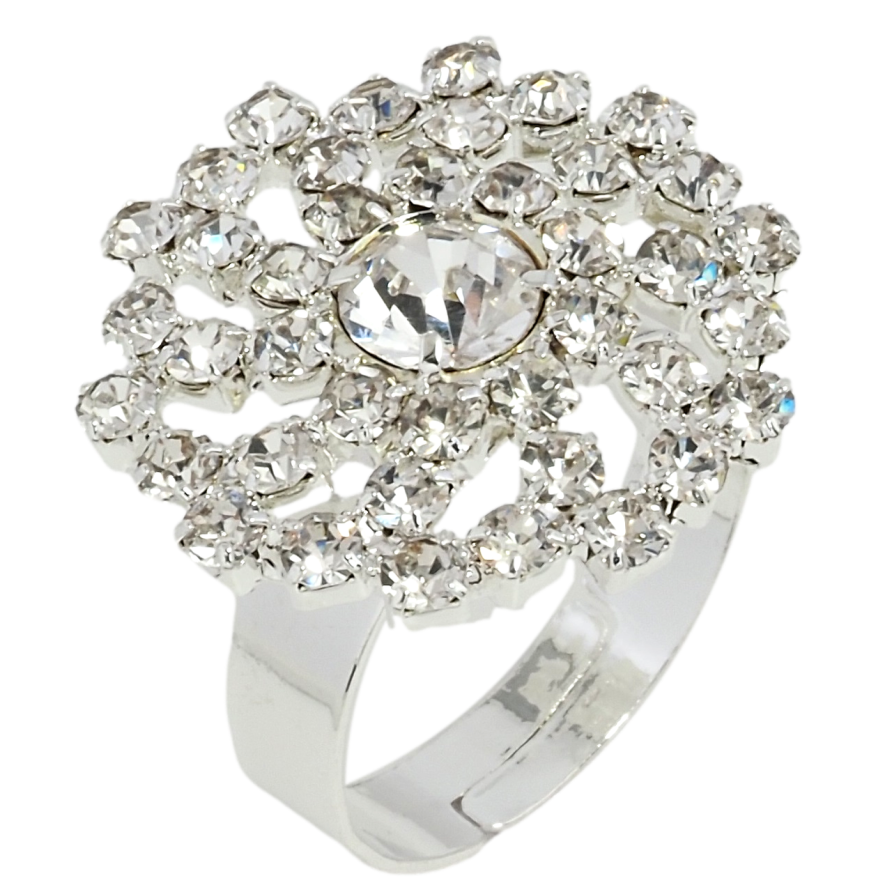 Кольцо Снежинка со стразами свободный размер фото №1