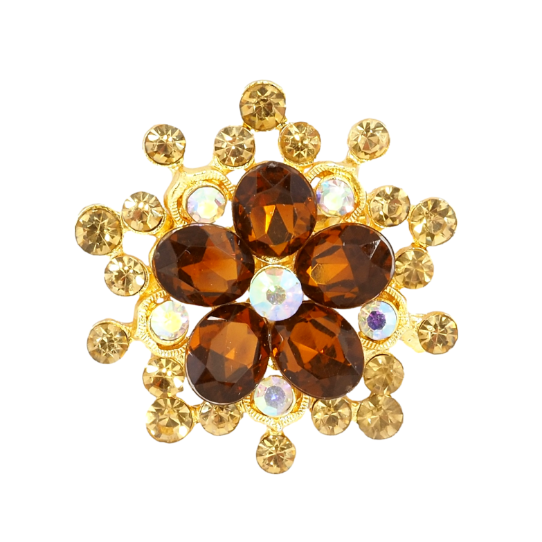 Брошь Цветок с коричневыми стразами фото №1 Брошь Цветок с коричневыми стразами фото №1