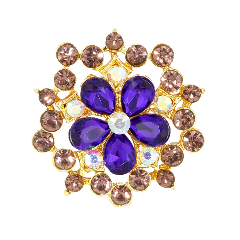 Брошь Цветок с фиолетово-бордовыми стразами фото №1 Брошь Цветок с фиолетово-бордовыми стразами фото №1