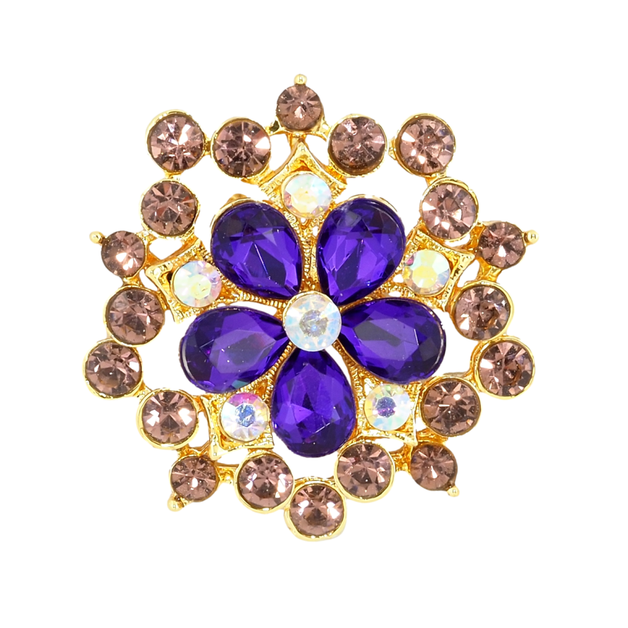Брошь Цветок с фиолетово-бордовыми стразами фото №1 Брошь Цветок с фиолетово-бордовыми стразами фото №1