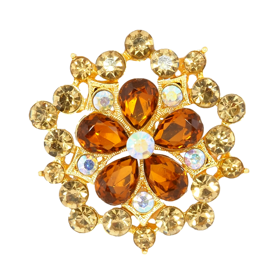 Брошь Цветок с коричневыми стразами фото №1 Брошь Цветок с коричневыми стразами фото №1