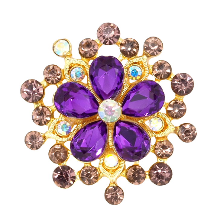 Брошка Квітка з фіолетово-бордовими стразами фото №20 Брошка Квітка з фіолетово-бордовими стразами фото №20