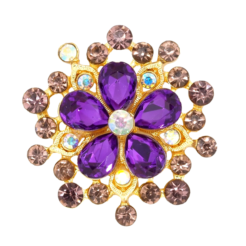 Брошь Цветок с фиолетово-бордовыми стразами фото №1 Брошь Цветок с фиолетово-бордовыми стразами фото №1
