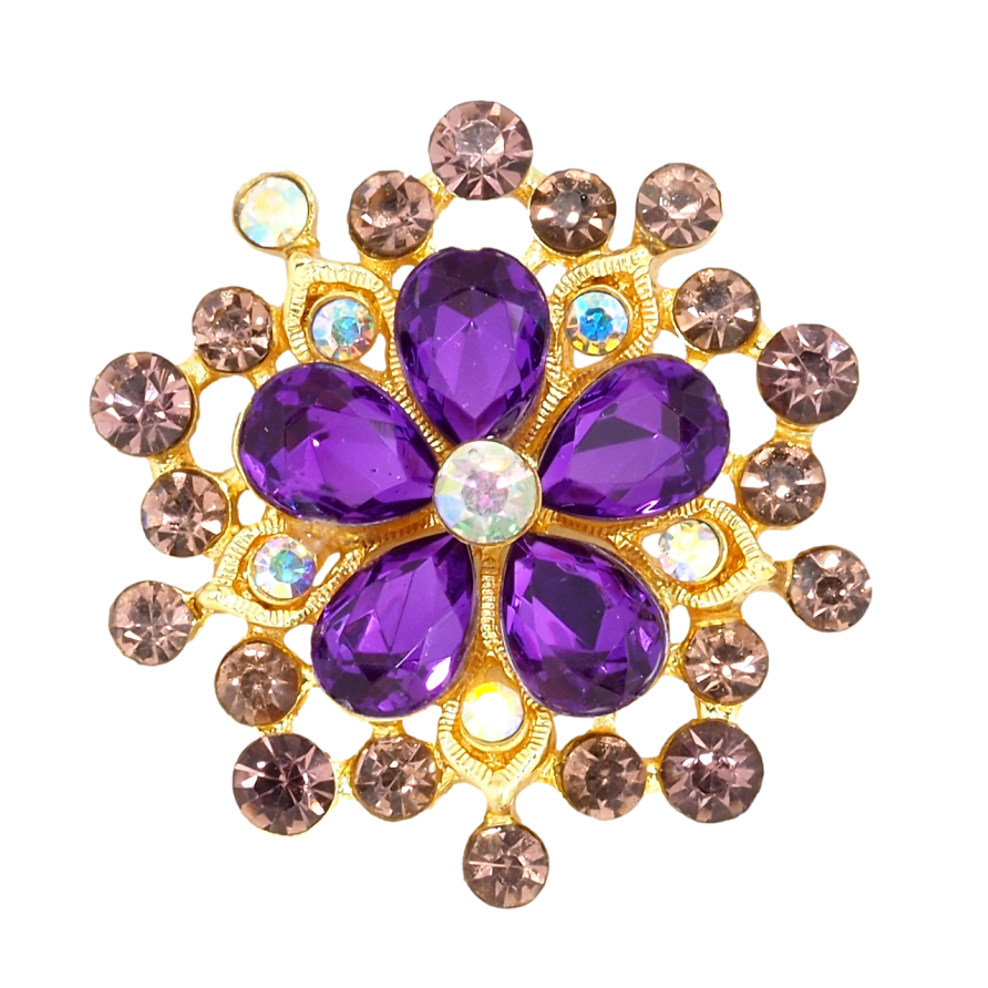 Брошь Цветок с фиолетово-бордовыми стразами фото №1 Брошь Цветок с фиолетово-бордовыми стразами фото №1
