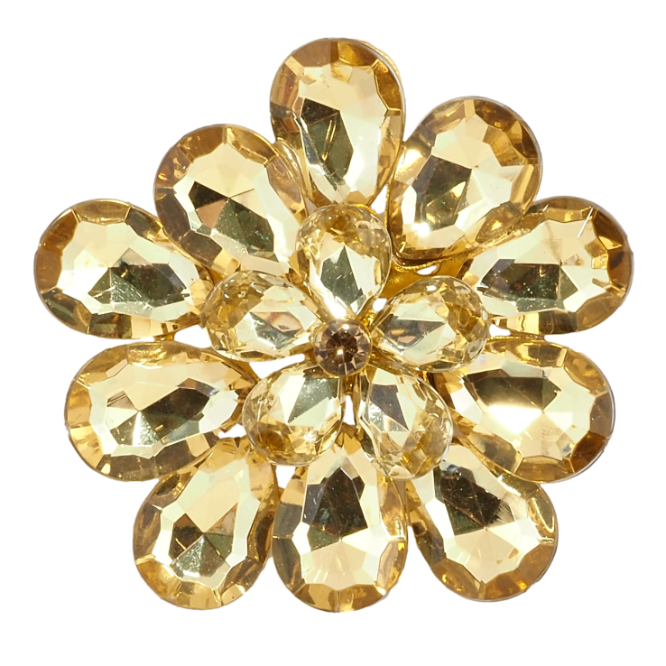 Брошка Квітка з золотистими кристалами фото №2 Брошка Квітка з золотистими кристалами фото №2