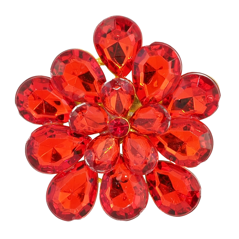 Брошка Квітка з червоними кристалами фото №1 Брошка Квітка з червоними кристалами фото №1