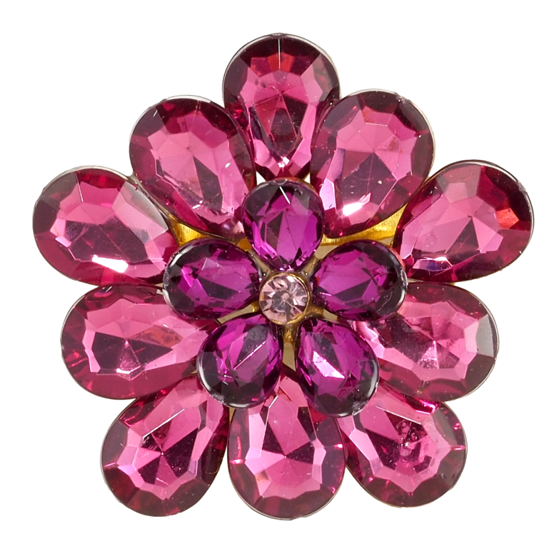 Брошь Цветок с бордовыми кристаллами фото №1 Брошь Цветок с бордовыми кристаллами фото №1