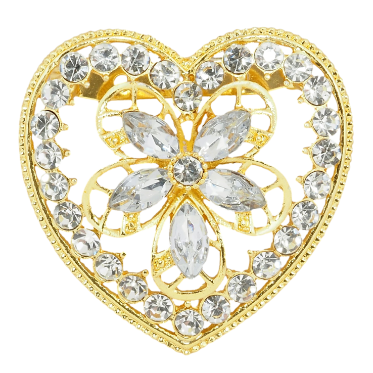 Брошка Серце з квіткою зі страз фото №14 Брошка Серце з квіткою зі страз фото №14