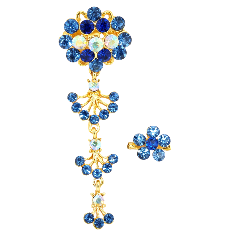 Брошка Дві брошки з синіми стразами фото №1 Брошка Дві брошки з синіми стразами фото №1