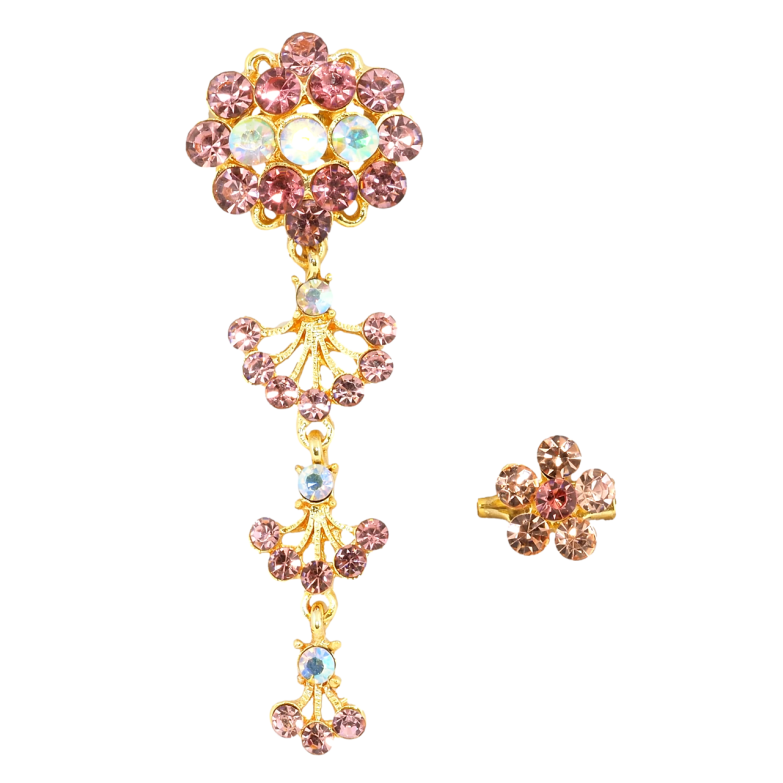 Брошка Дві брошки з рожевими стразами фото №1