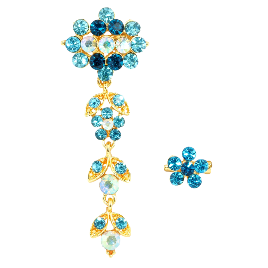 Брошь Две броши с бирюзовыми стразами фото №1 Брошь Две броши с бирюзовыми стразами фото №1