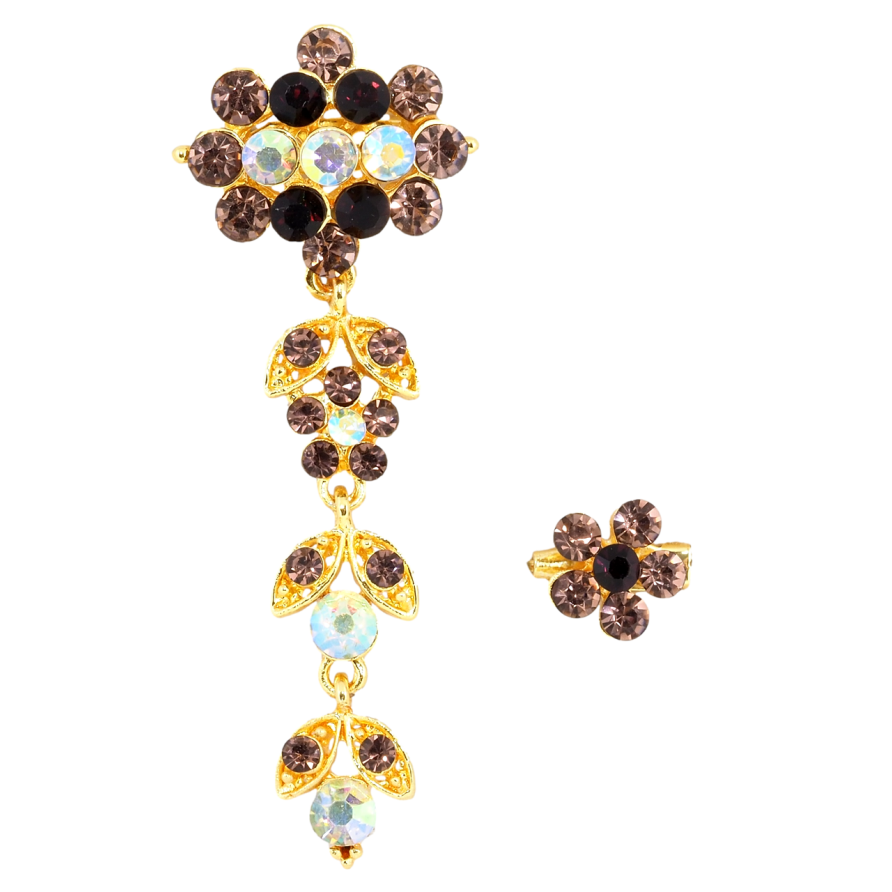 Брошка Дві брошки з бордовими стразами фото №1