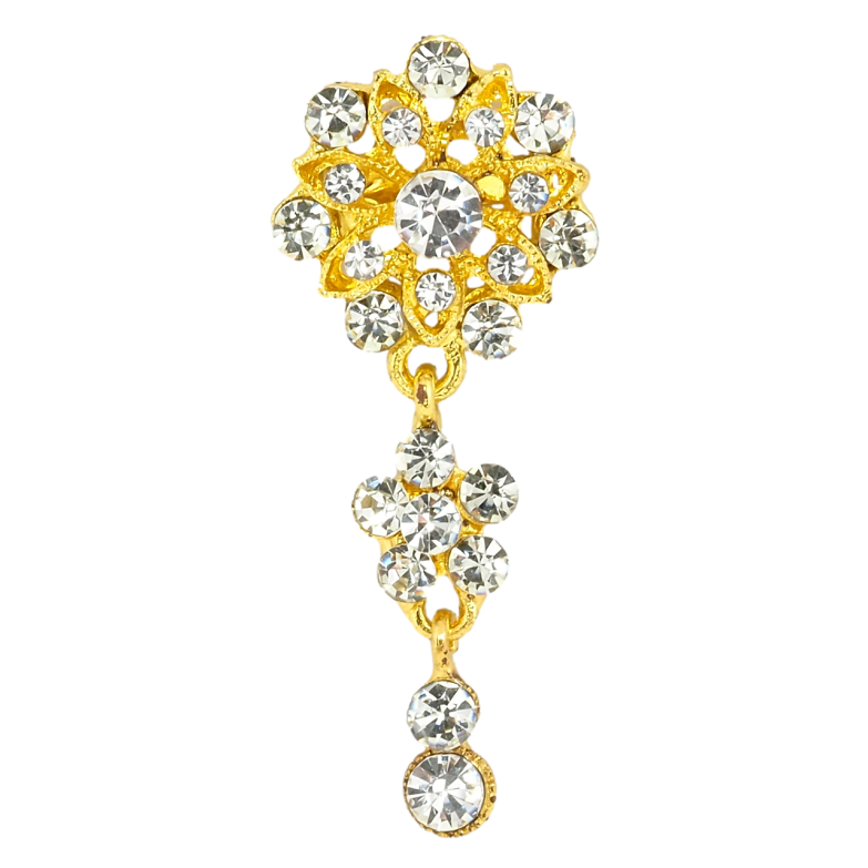 Брошь Цветочек с подвесками инкрустация стразами фото №1