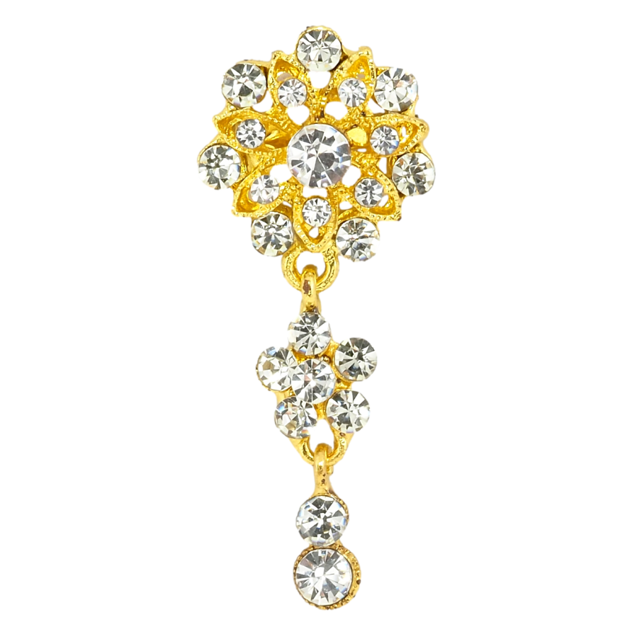 Брошка Квіточка з підвісками інкрустація стразами фото №1 Брошка Квіточка з підвісками інкрустація стразами фото №1