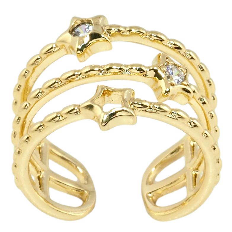 Каблучка Xuping QQMМ Позолота 14K Потрійна дужка із зірками фото №1 Каблучка Xuping QQMМ Позолота 14K Потрійна дужка із зірками фото №1