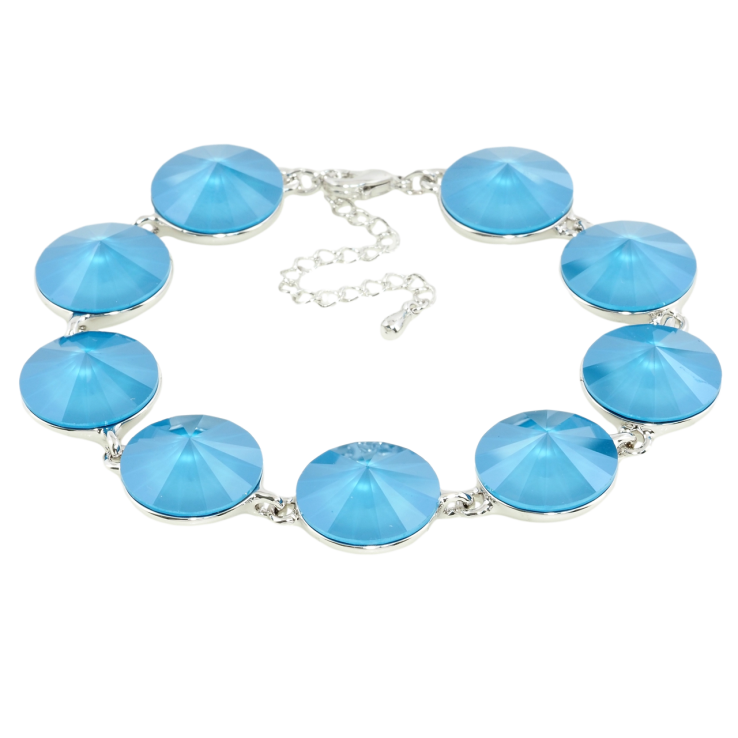 Браслет Xuping колір Родій із кристалами Swarovski Кристали Ріволі Колір Pacific Opal розмір 18-22,5см х 1,4см фото №6