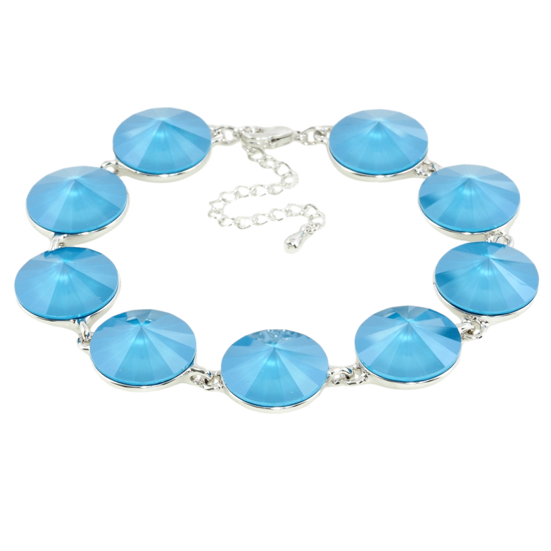 Браслет Xuping цвет Родий с кристаллами Swarovski Кристаллы Риволи Цвет Pacific Opal размер 18-22,5см х фото №1 Браслет Xuping цвет Родий с кристаллами Swarovski Кристаллы Риволи Цвет Pacific Opal размер 18-22,5см х фото №1