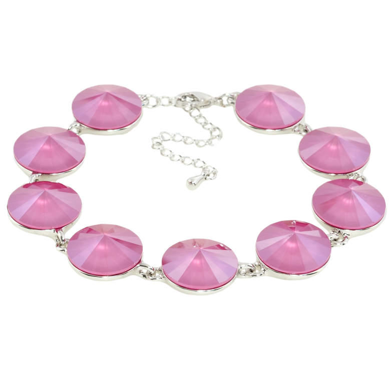 Браслет Xuping цвет Родий с кристаллами Swarovski Кристаллы Риволи Цвет Royal Red размер 18-22,5см х 1,4см фото №1