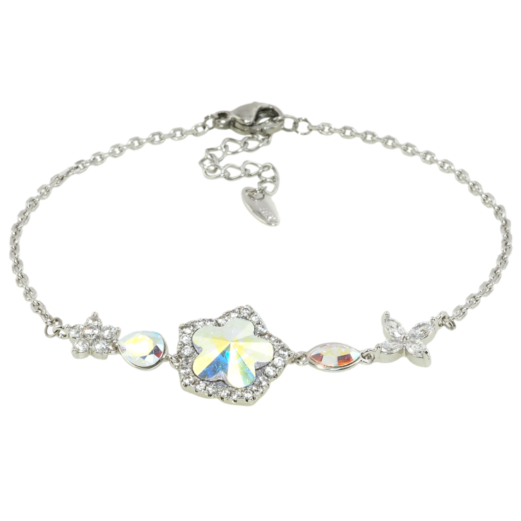 Браслет Xuping колір Родій із кристалами Swarovski Квіткова Феєрія з доп.ланцюжком довжина 17-20см. фото №25