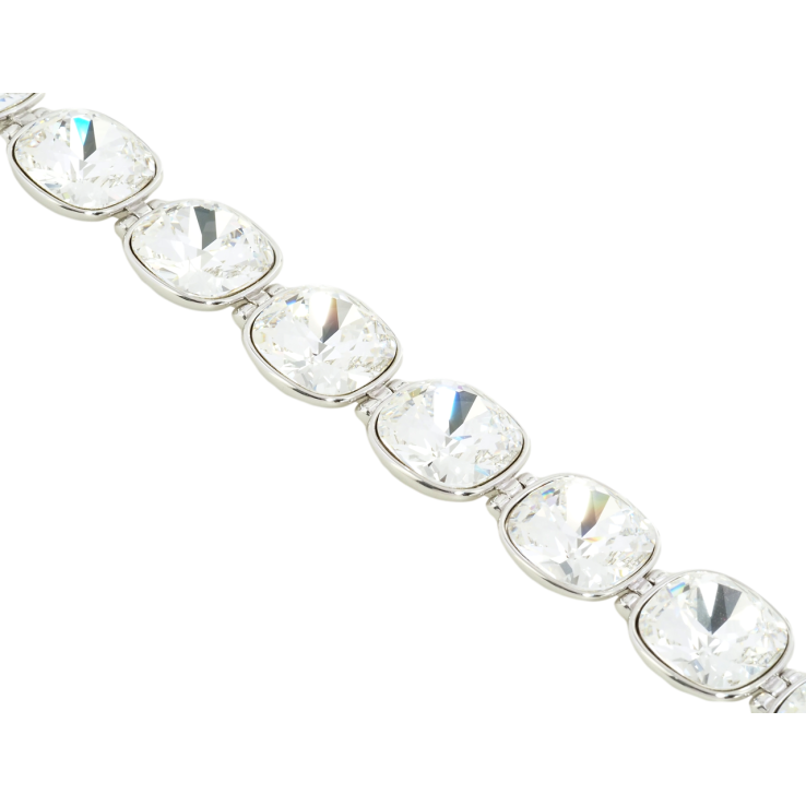 Браслет Xuping колір Родій із кристалами Swarovski Прозорі Кристали доп.замок два розміри 16-18,5см х 1,4см фото №4