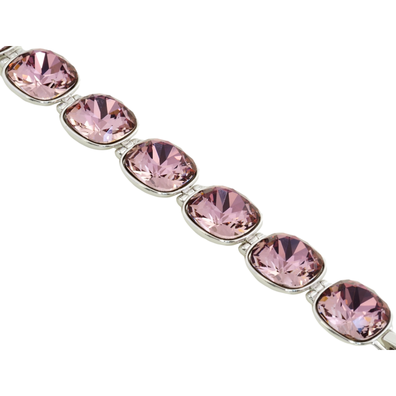 Браслет Xuping цвет Родий с кристаллами Swarovski Кристаллы Цвет Blush Rose доп.замок размер 16-18,5см х фото №2