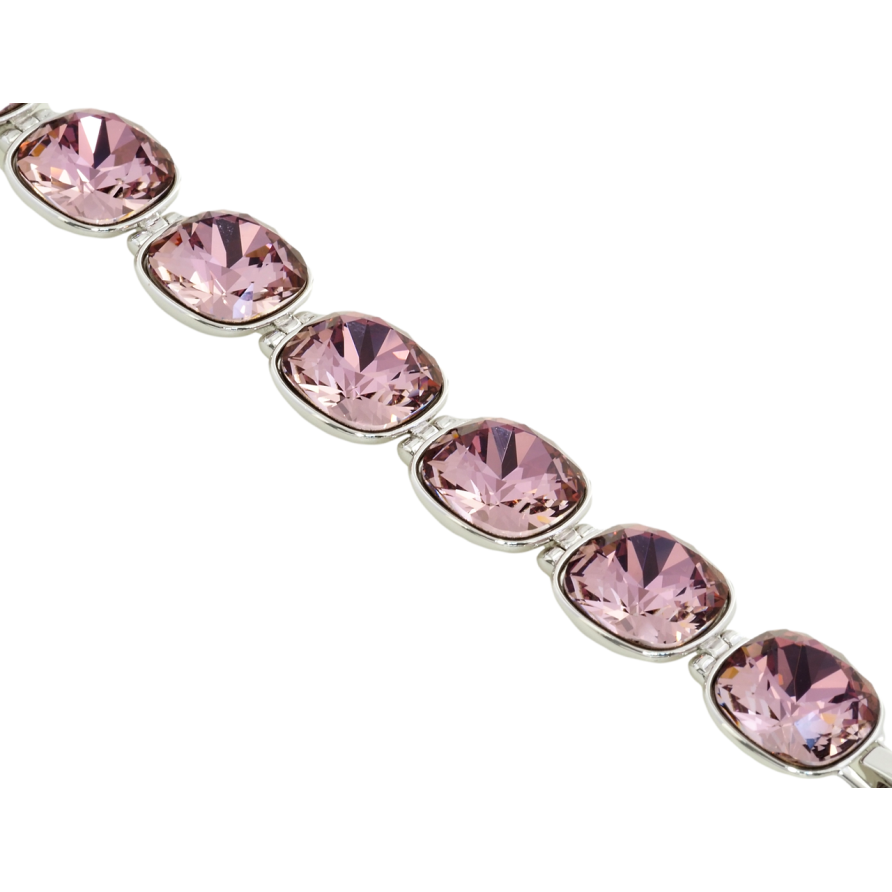 Браслет Xuping колір Родій із кристалами Swarovski Кристали Колір Blush Rose доп.замок розмір 16-18,5см х 1,4см фото №1