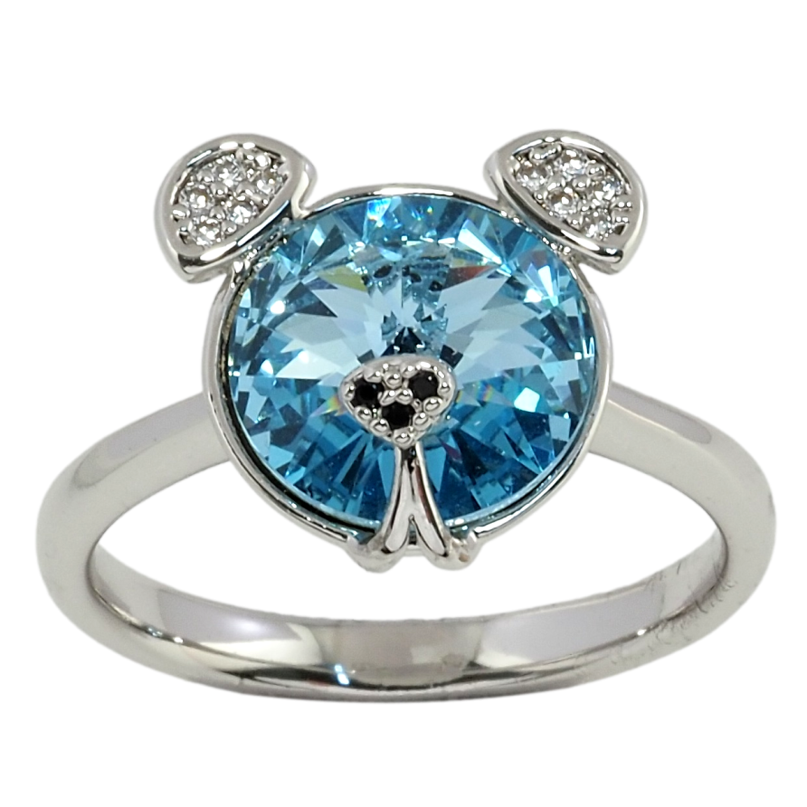 Каблучка Xuping колір Родій із кристалами Swarovski Ведмедик кристал Aquamarine фото №1 Каблучка Xuping колір Родій із кристалами Swarovski Ведмедик кристал Aquamarine фото №1
