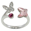 Каблучка Xuping колір Родій з кристалами Swarovski "Метелики з кристалом Rose та Fuchsia" вільний розмір фото №2 Каблучка Xuping колір Родій з кристалами Swarovski "Метелики з кристалом Rose та Fuchsia" вільний розмір фото №2