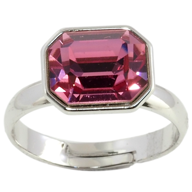 Каблучка Xuping колір Родій з кр-ми Swarovski Кристал Rose (9х11мм) фото №19