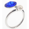 Кольцо Xuping цвет Родий с кр-ми Swarovski Кристалл Bermuda Blue с жемчужиной, ø 5мм и 11мм фото №3