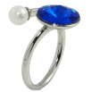 Кольцо Xuping цвет Родий с кр-ми Swarovski Кристалл Bermuda Blue с жемчужиной, ø 5мм и 11мм фото №4