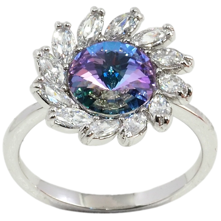 Каблучка Xuping колір Родій з кр-ми Swarovski Квітка з кристалом Paradise Shine фото №5 Каблучка Xuping колір Родій з кр-ми Swarovski Квітка з кристалом Paradise Shine фото №5