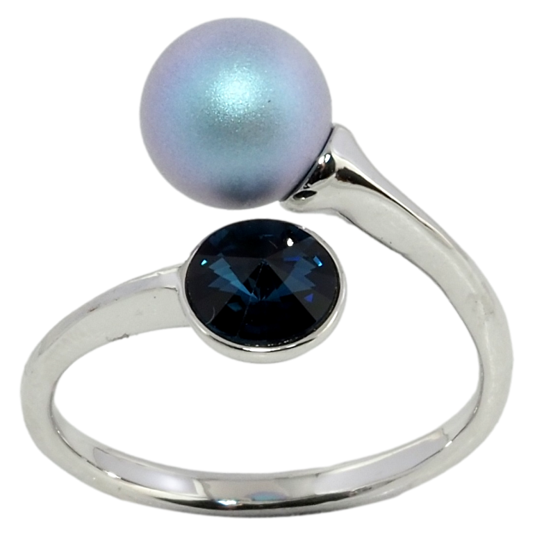 Каблучка Xuping колір Родій з кр-ми Swarovski Кристал Montana з перламутровою кулькою фото №6