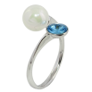 Кольцо Xuping цвет Родий с кр-ми Swarovski Кристалл Aquamarine с жемчужиной фото №2