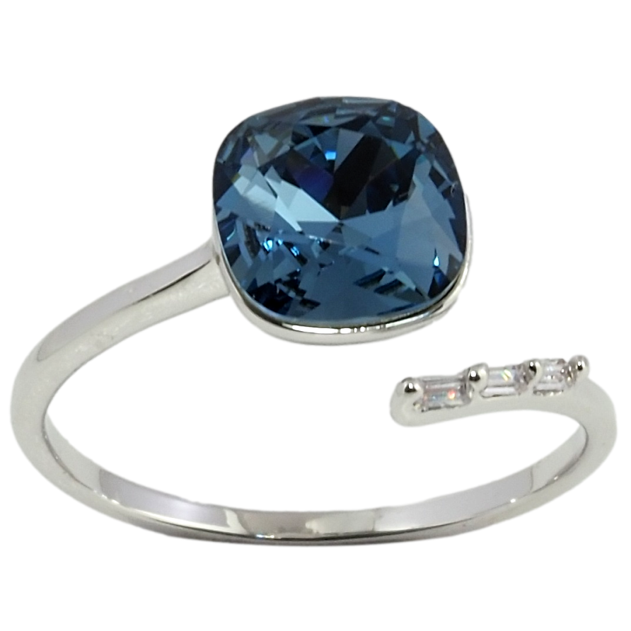 Каблучка Xuping колір Родій з кр-ми Swarovski Кристал Montana фото №1 Каблучка Xuping колір Родій з кр-ми Swarovski Кристал Montana фото №1