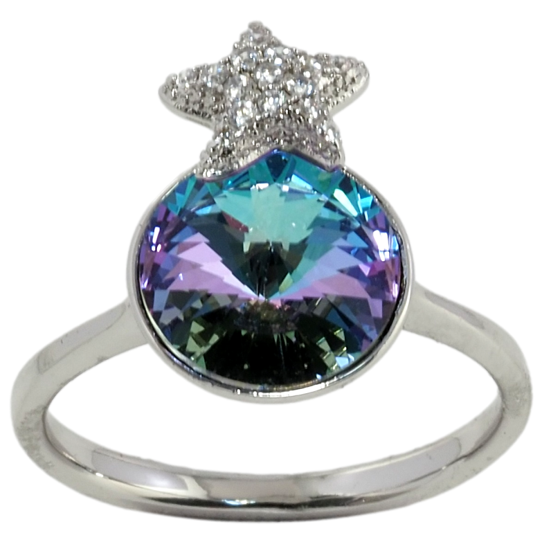 Кольцо Xuping цвет Родий с кр-ми Swarovski Кристалл Paradise Shine с звездой фото №1