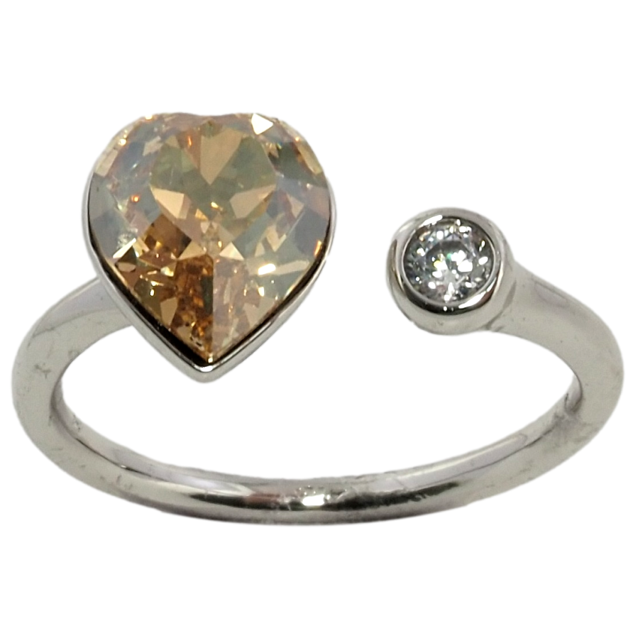 Каблучка Xuping колір Родій із кристалами Swarovski Кристальне серце Golden Shadow фото №1 Каблучка Xuping колір Родій із кристалами Swarovski Кристальне серце Golden Shadow фото №1