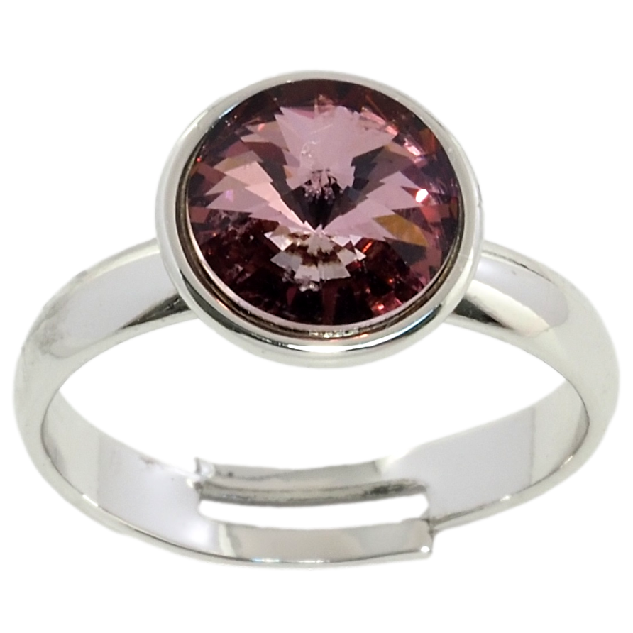 Каблучка Xuping колір Родій із кристалами Swarovski Кристал Amethyst ø 10мм фото №1 Каблучка Xuping колір Родій із кристалами Swarovski Кристал Amethyst ø 10мм фото №1