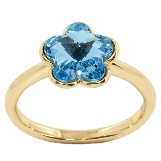 Кольцо Xuping цвет 18K с кристаллами Swarovski Голубой Цветок фото №1