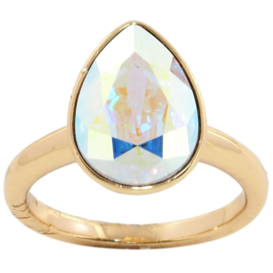 Кольцо Xuping цвет 18K с кристаллами Swarovski Кристалл Aurore Boreale 15х11мм, фото №1