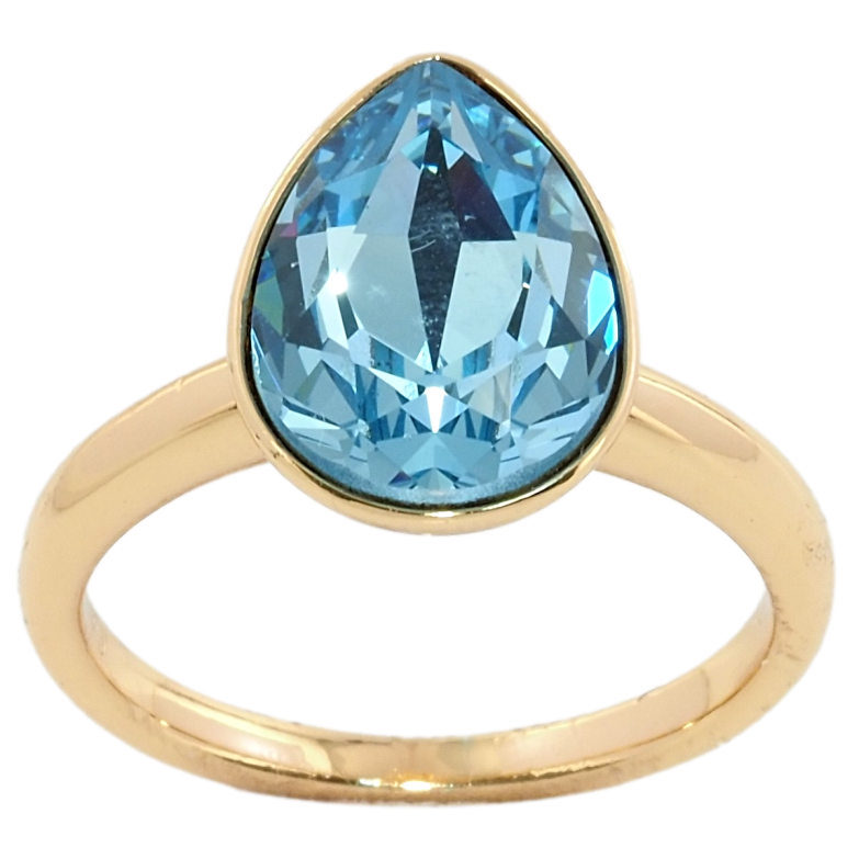 Кольцо Xuping цвет 18K с кристаллами Swarovski Кристалл капля Aquamarine 15х11мм; фото №1 Кольцо Xuping цвет 18K с кристаллами Swarovski Кристалл капля Aquamarine 15х11мм; фото №1