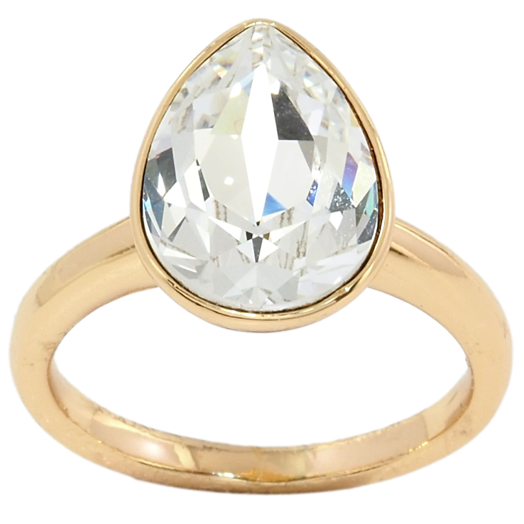 Каблучка Xuping колір 18K із кристалами Swarovski Крапля Clear Crystal 15х11мм; фото №20