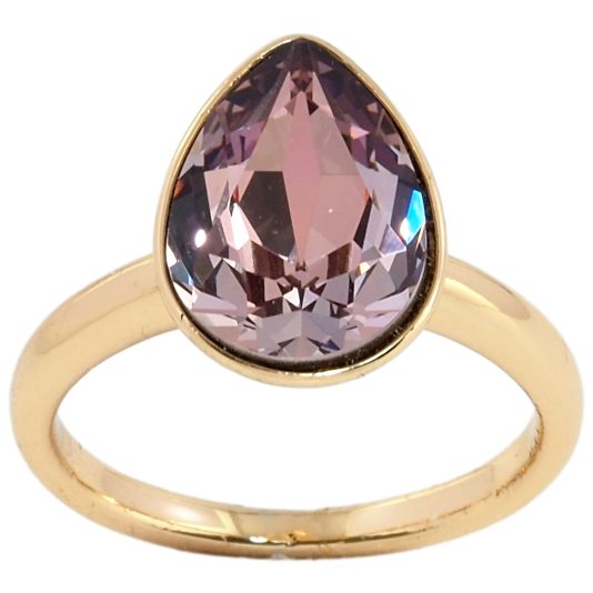 Кольцо Xuping цвет 18K с кристаллами Swarovski Кристалл капля Amethyst 15х11мм; фото №1