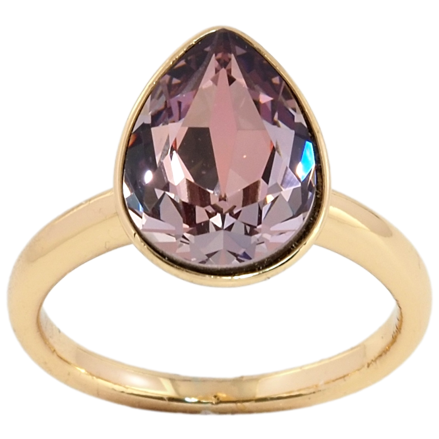 Каблучка Xuping колір 18K з кристалами Swarovski Кристал крапля Amethyst 15х11мм; фото №1 Каблучка Xuping колір 18K з кристалами Swarovski Кристал крапля Amethyst 15х11мм; фото №1