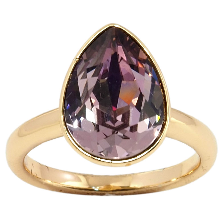 Каблучка Xuping колір 18K з кристалами Swarovski Кристал крапля Light Amethyst 15х11мм; фото №1 Каблучка Xuping колір 18K з кристалами Swarovski Кристал крапля Light Amethyst 15х11мм; фото №1