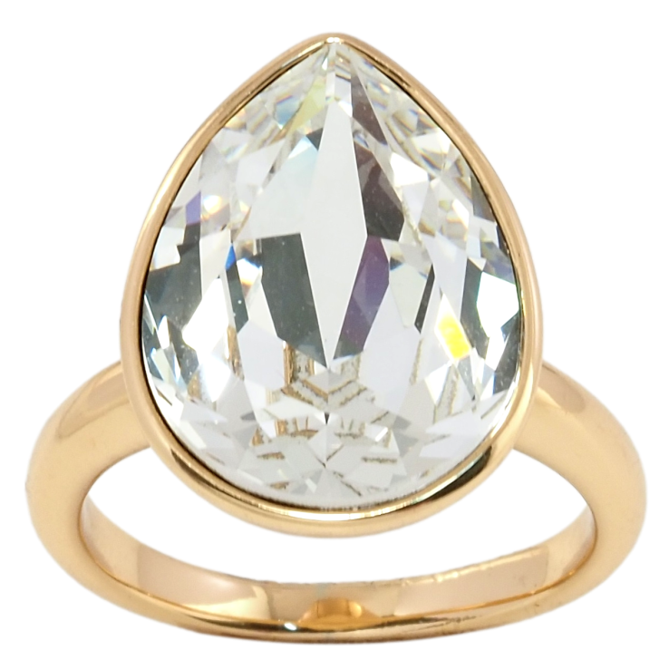 Каблучка Xuping колір 18K з кристалами Swarovski Кристал крапля Clear 19 х 14мм фото №3 Каблучка Xuping колір 18K з кристалами Swarovski Кристал крапля Clear 19 х 14мм фото №3