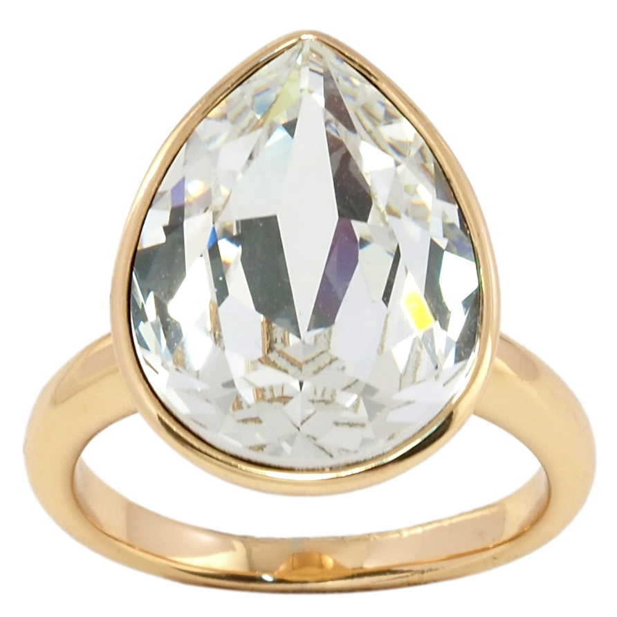 Каблучка Xuping колір 18K з кристалами Swarovski Кристал крапля Clear 19 х 14мм фото №1 Каблучка Xuping колір 18K з кристалами Swarovski Кристал крапля Clear 19 х 14мм фото №1