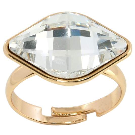 Кольцо Xuping цвет 18K с кристаллами Swarovski Крупный Граненый Кристалл Clear, 21х14мм фото №1