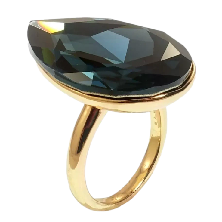 УЦІНКА! НЕВЕЛИКИЙ СКОЛ НА КАМІНЦІ! Каблучка Xuping колір 18K з кр-ми Swarovski Велика крапля Montana 3х2см фото №14 УЦІНКА! НЕВЕЛИКИЙ СКОЛ НА КАМІНЦІ! Каблучка Xuping колір 18K з кр-ми Swarovski Велика крапля Montana 3х2см фото №14